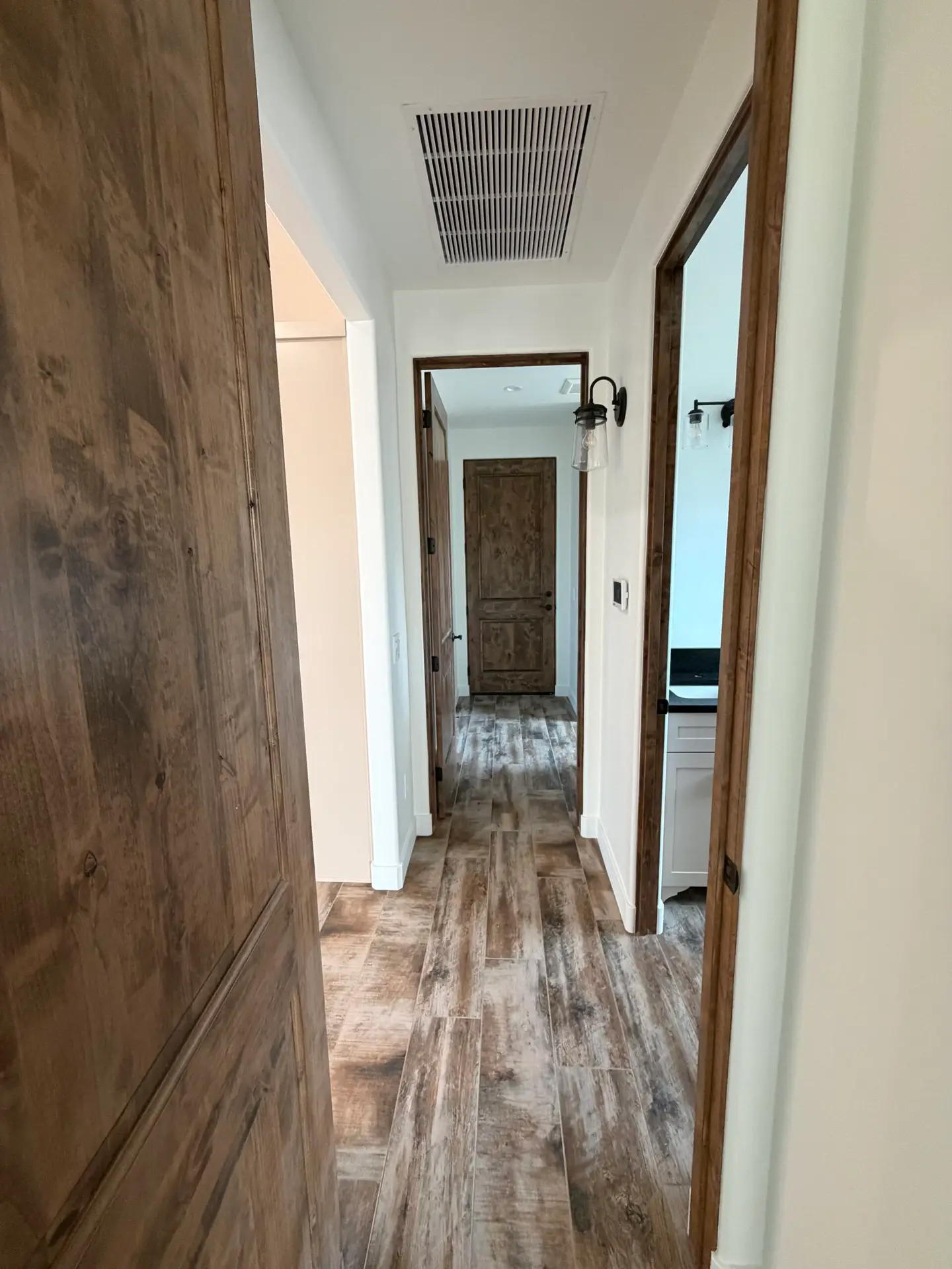 The clear finish on the wood work makes a bold statement