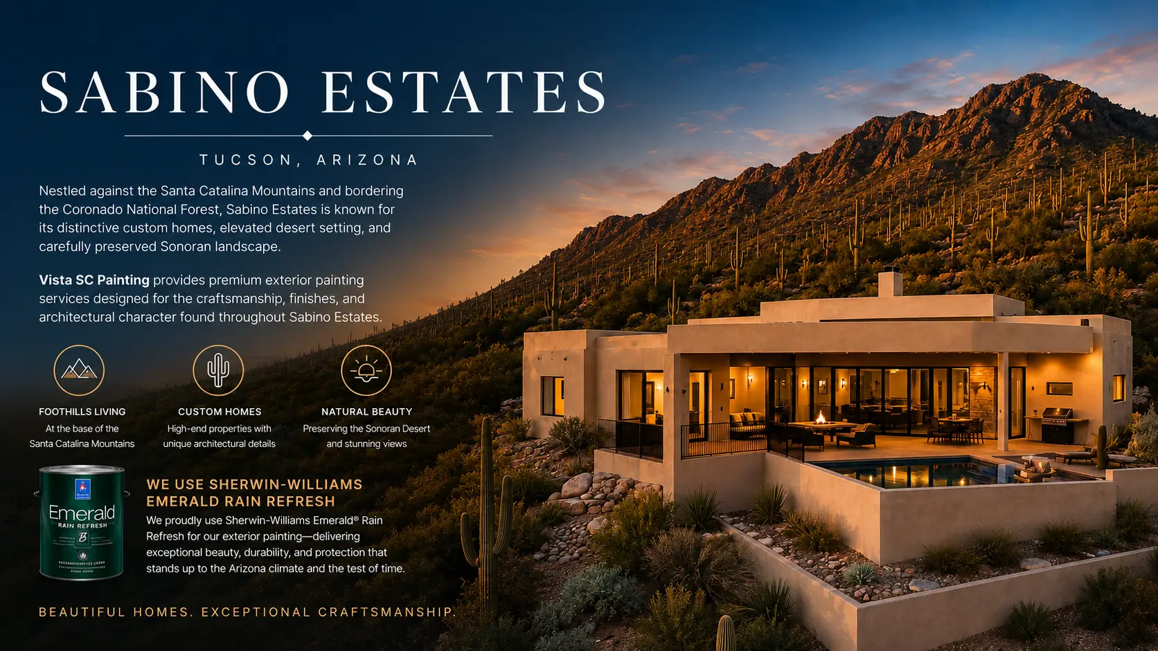 Luxury custom home in Sabino Estates Tucson with Santa Catalina Mountains – Vista SC Painting