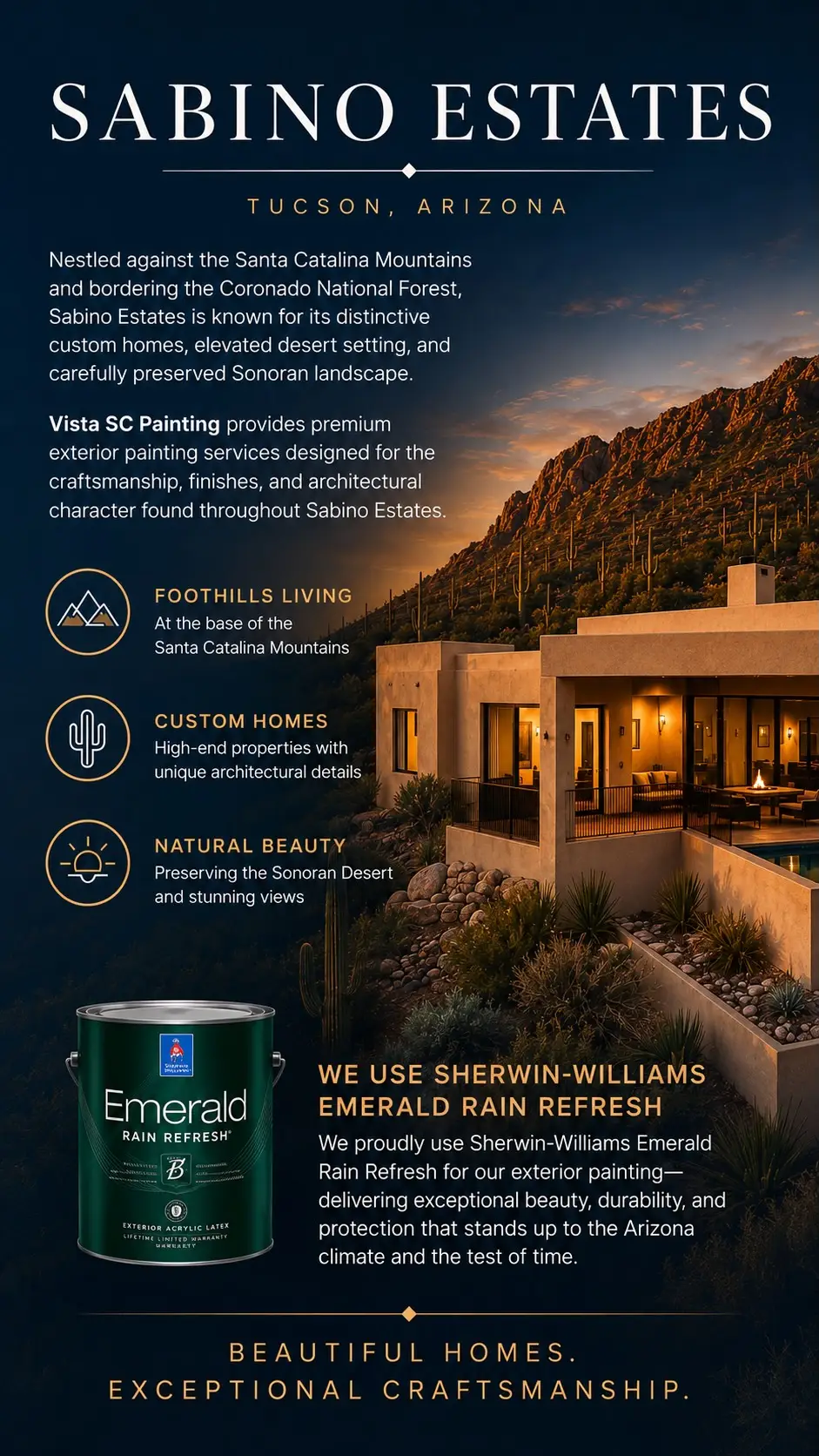 Luxury custom home in Sabino Estates Tucson with Santa Catalina Mountains – Vista SC Painting