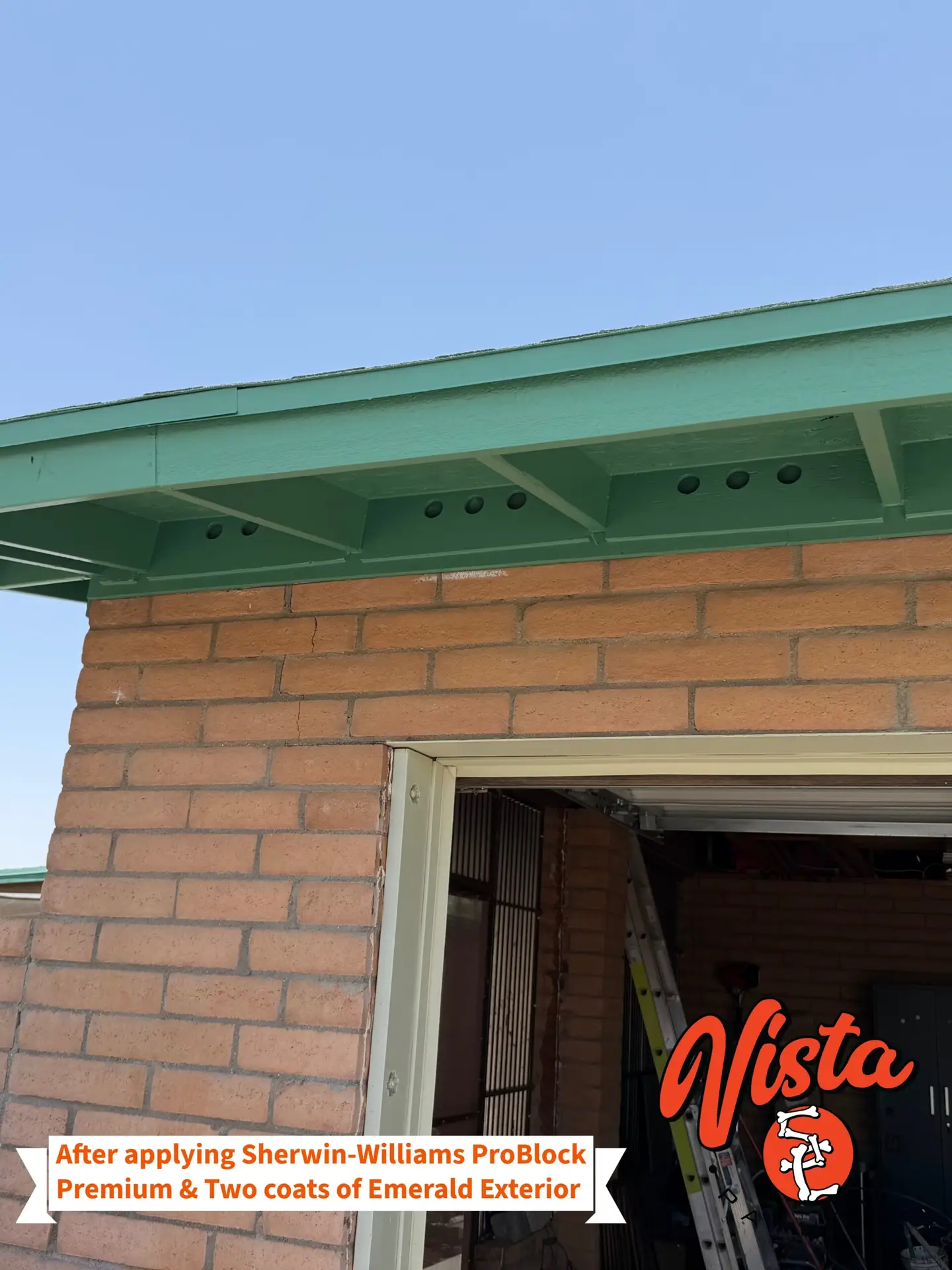 Finished wood fascia primed with ProBlock and painted with Sherwin-Williams Emerald exterior paint in Tucson